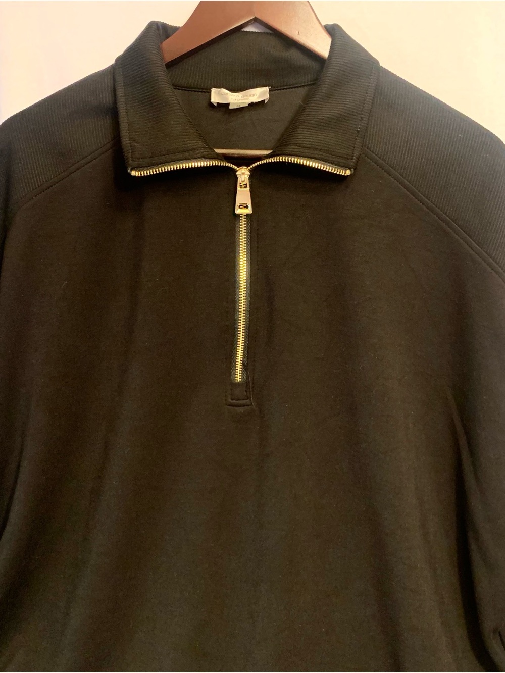 Cable & Gauge Studio Women’s Half-Zip Scuba Pullover Sweatshirt Black 2X